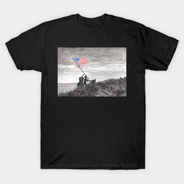 Raising the Flag at Iwo Jima T-Shirt by Matt Starr Fine Art